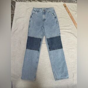 PacSun Patchwork Colorblock Carpenter Jeans Size 25 Waist 100% cotton